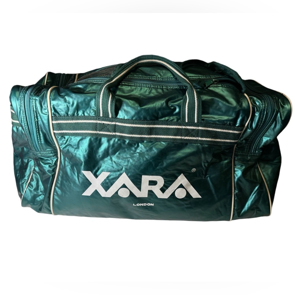 Vintage Green Retro XARA London Large Men’s Tennis Duffel Bag RARE